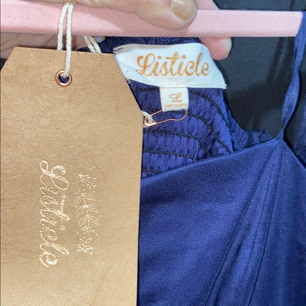 Listicle Blue Spaghetti Strap Maxi Dress for Prom Or Weddings - Picture 5 of 5